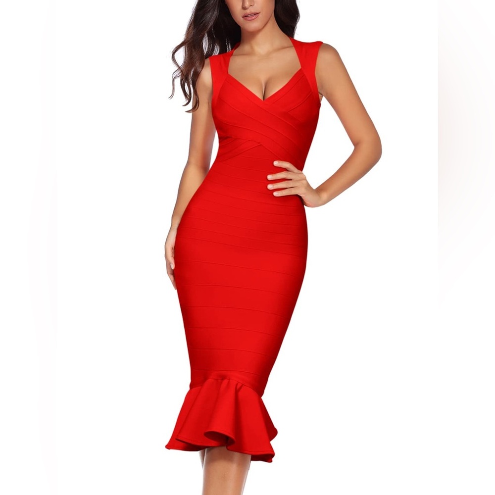 Elegant Red Valentines Dress similar to Harve Leger Bandage Dress